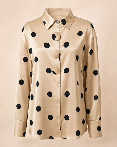 Chemise À Pois Beige & Noir