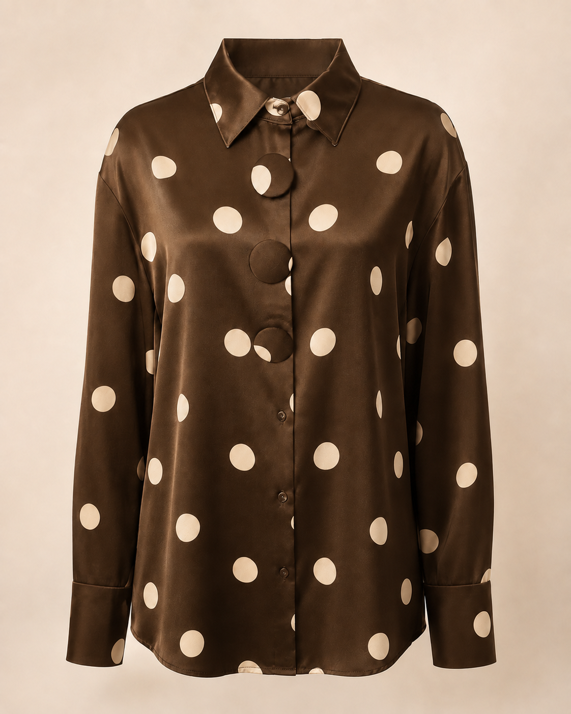 Chemise À Pois Marron & Beige