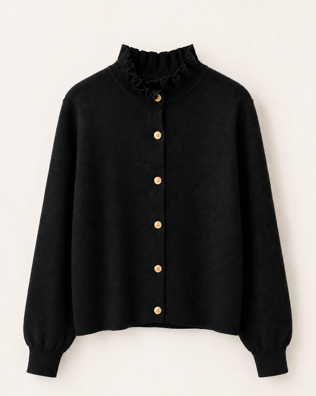 Cardigan Col Plissé Noir