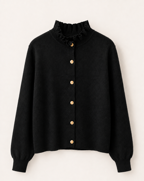 Cardigan Col Plissé Noir