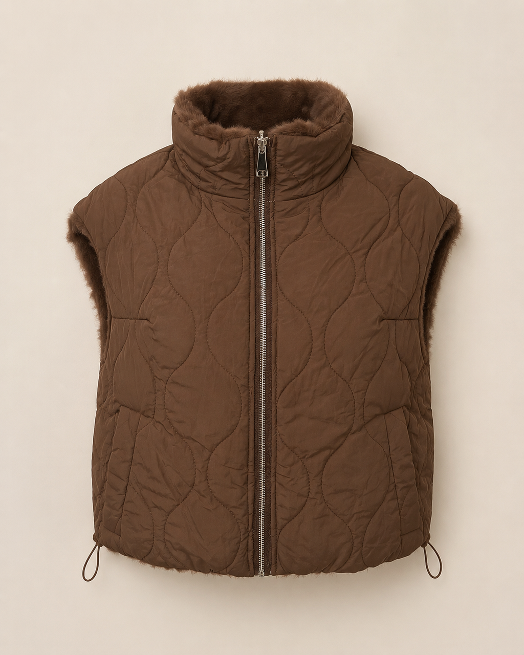 Gilet Réversible Fourrure & Matelassé
