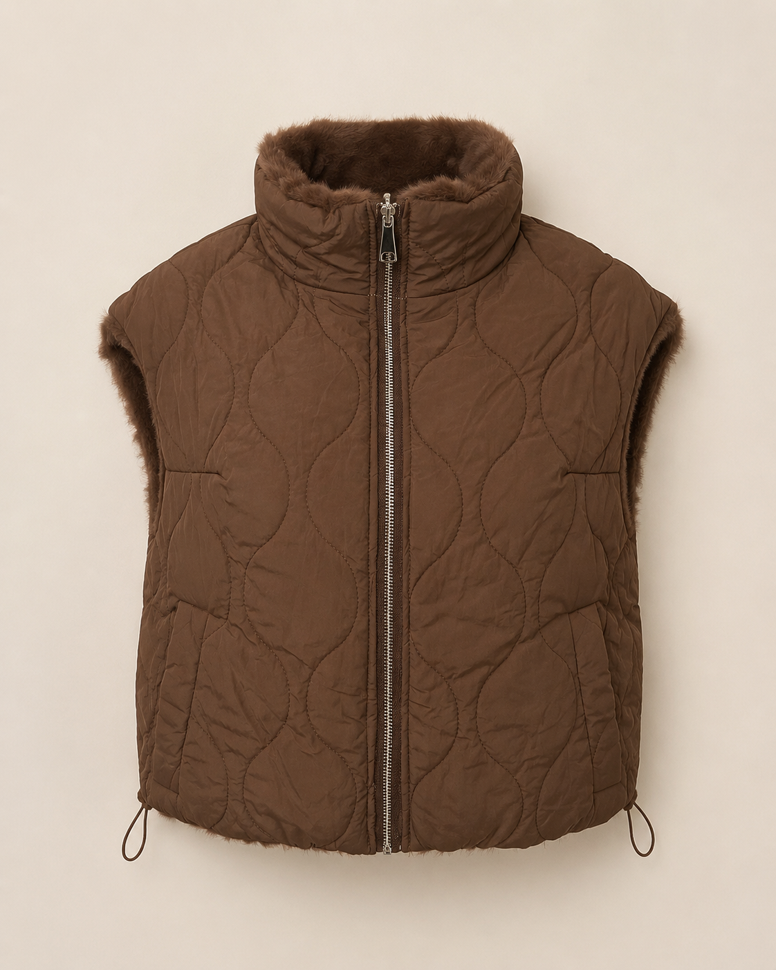 Gilet Réversible Fourrure & Matelassé