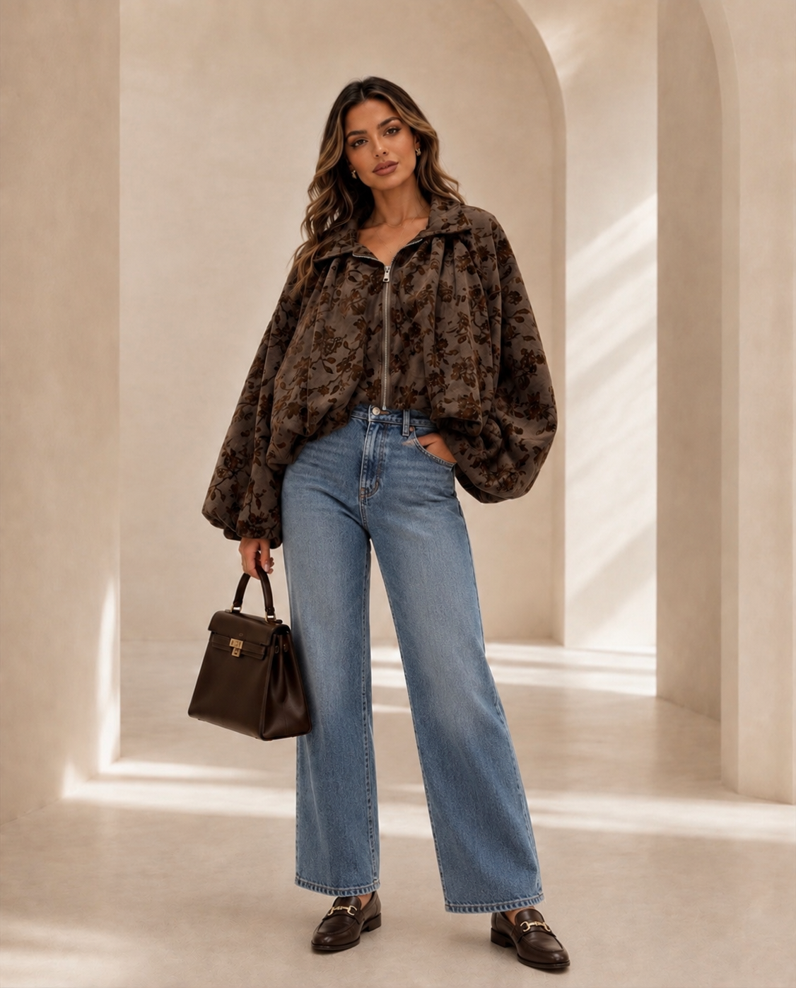 Veste Bomber Courte Chocolat