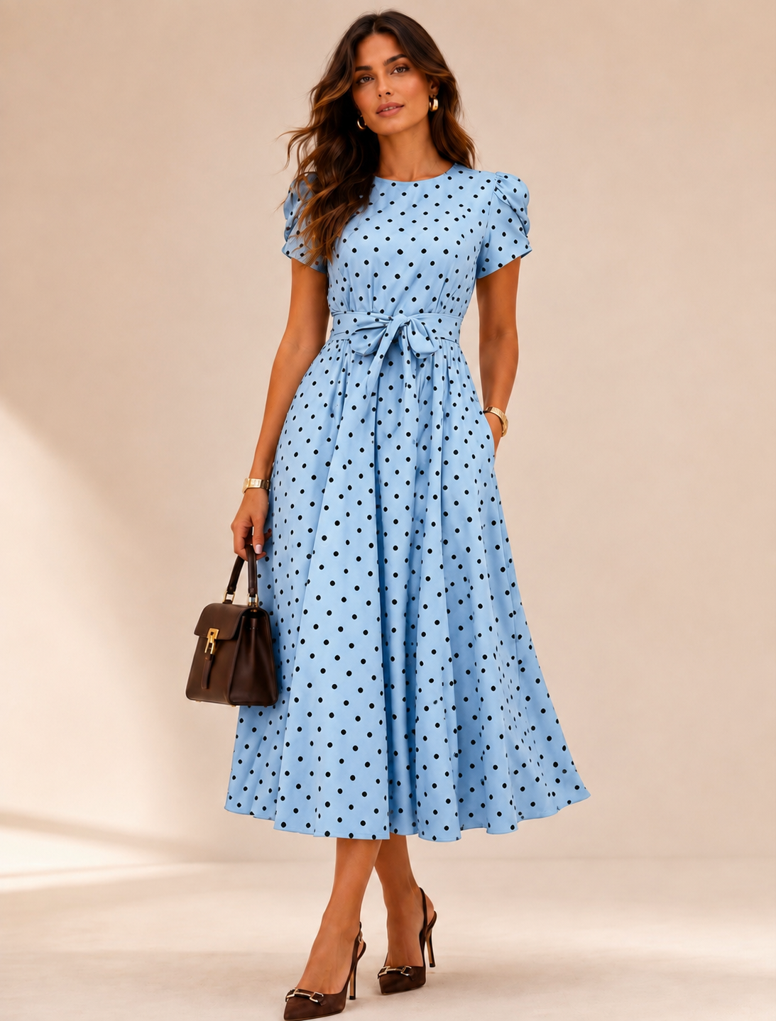 Robe Midi Rétro À Pois