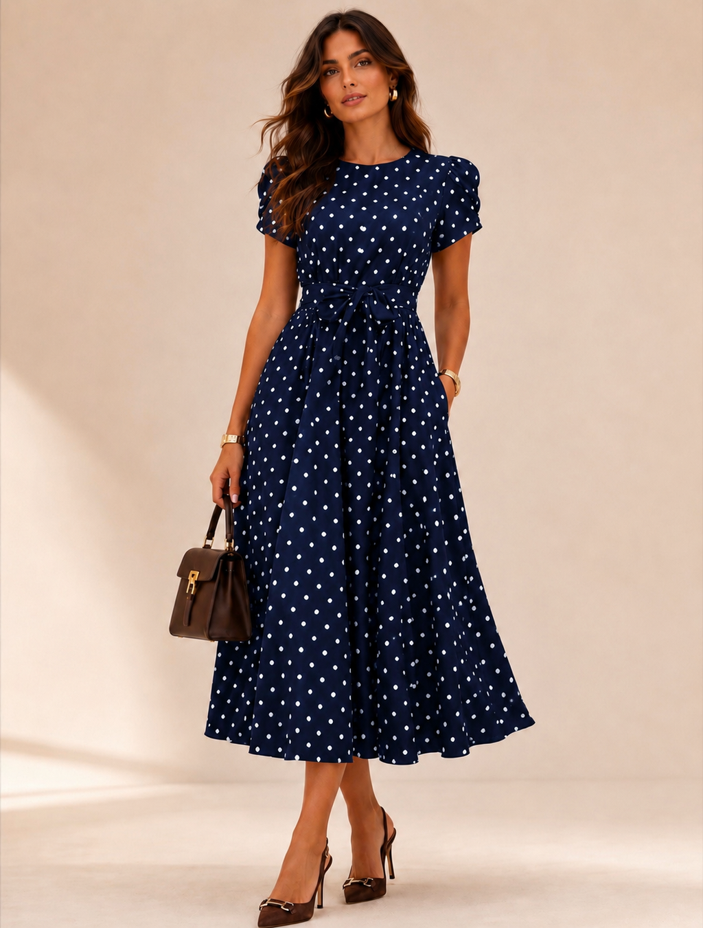 Robe Midi Rétro À Pois