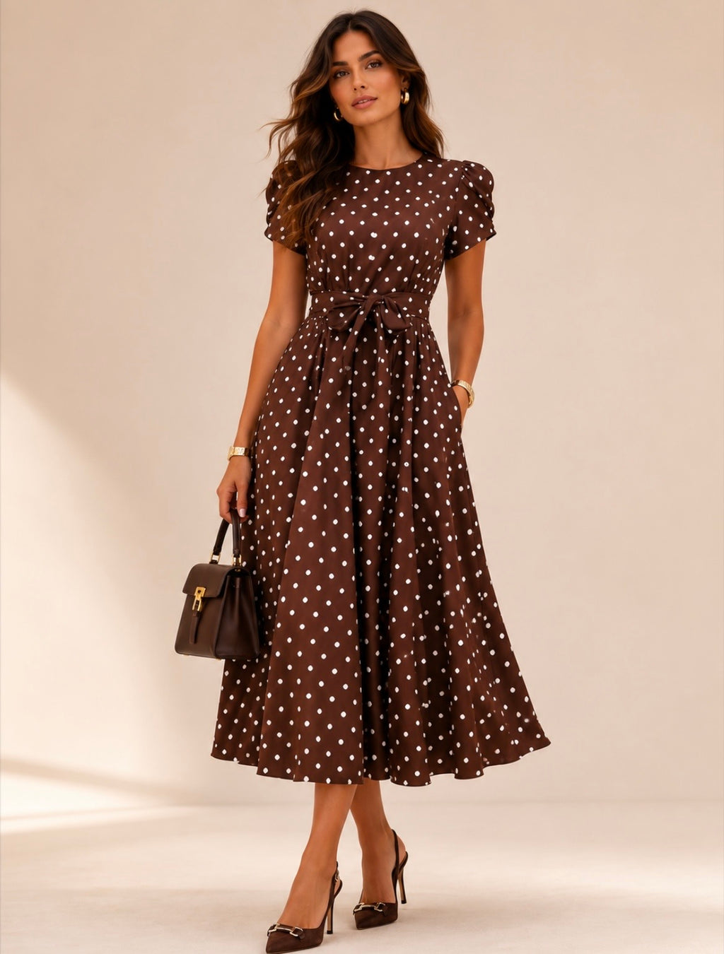 Robe Midi Rétro À Pois