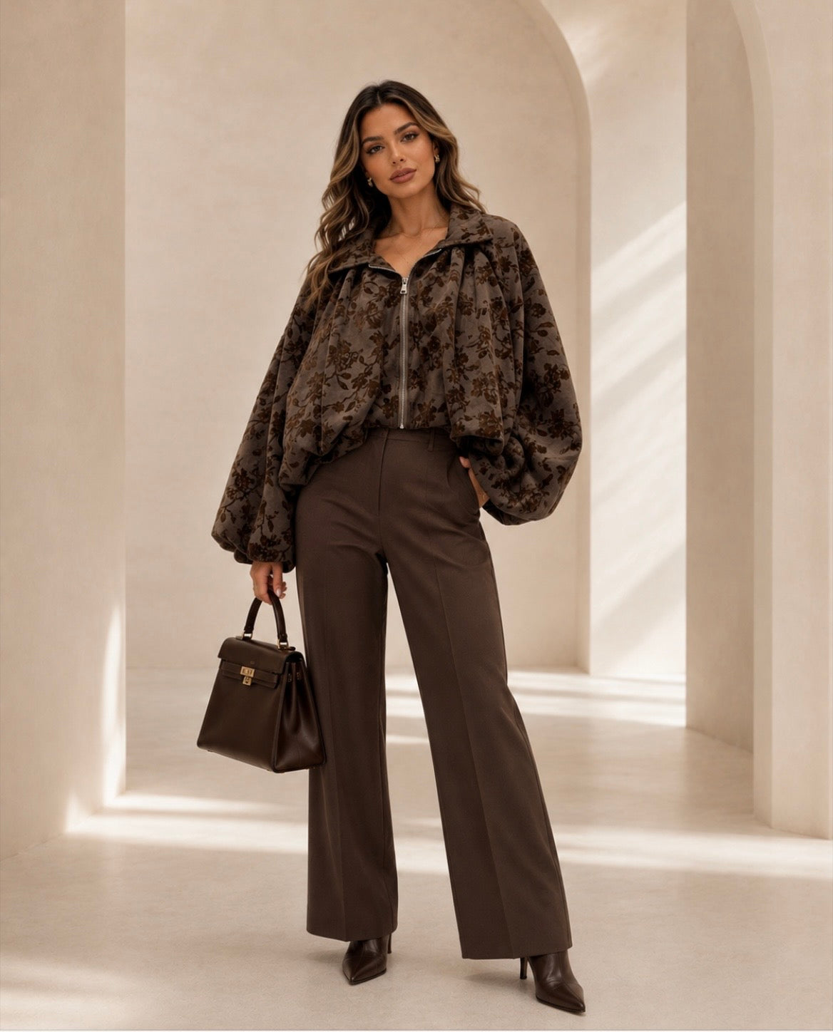 Veste Bomber Courte Chocolat