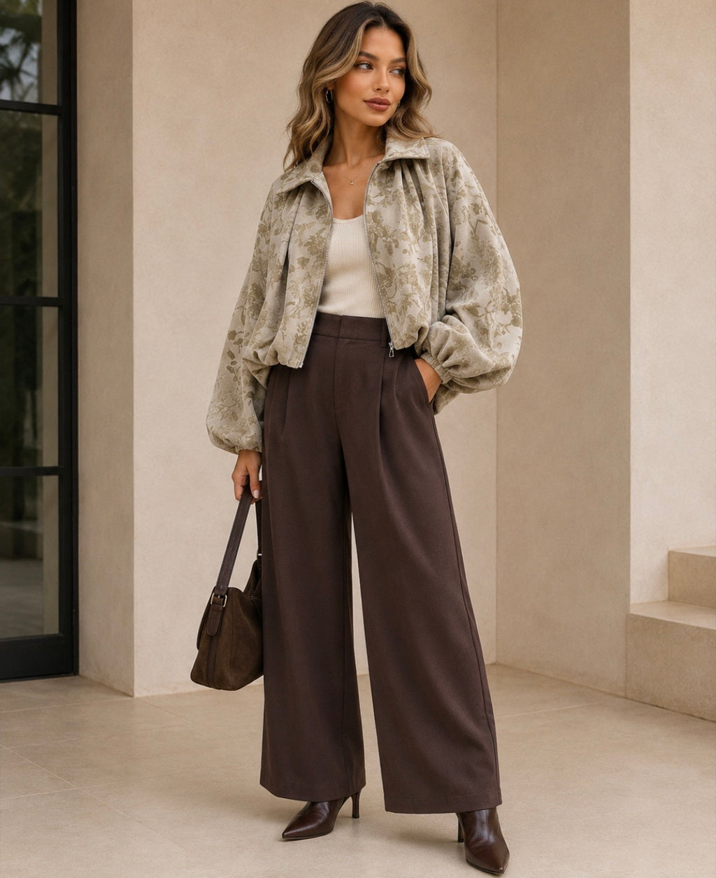 Veste Bomber Courte - Taupe